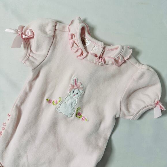 Bearington Baby Collection Spring Easter Bunny Pink Ruffle Butt Onesie - Picture 4 of 9